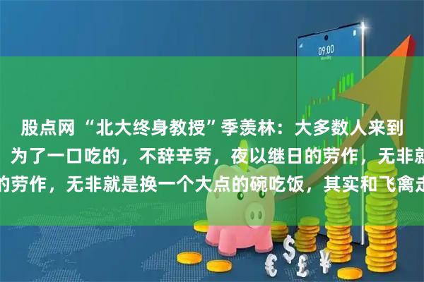 股点网 “北大终身教授”季羡林:大多数人来到这个世界上就是凑数的,为了一口吃的,不辞辛劳,夜以继日的劳作,无非就是换一个大点的碗吃饭,其实和飞禽走兽没啥区别